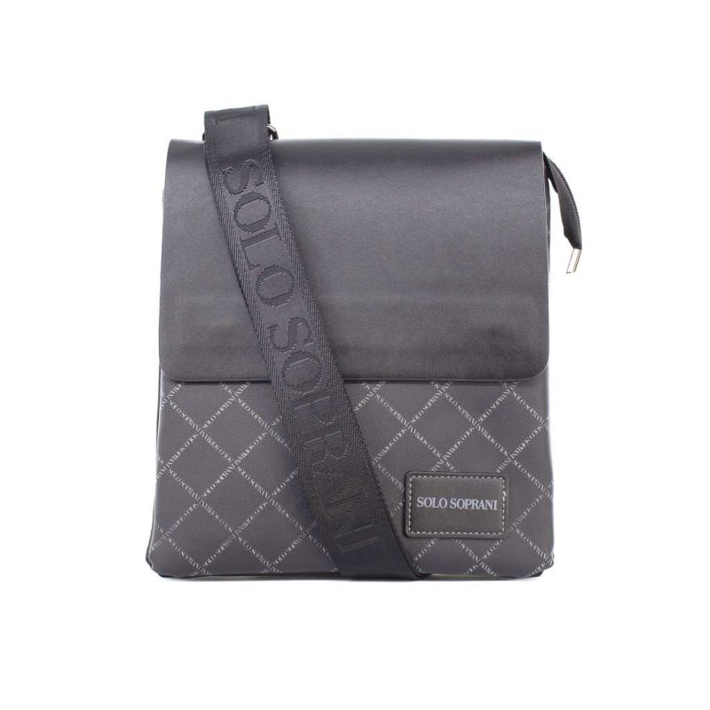 Product: SOLO SOPRANI - Borsello nero con pattina a calamita e doppio scomparto (4 of 6)