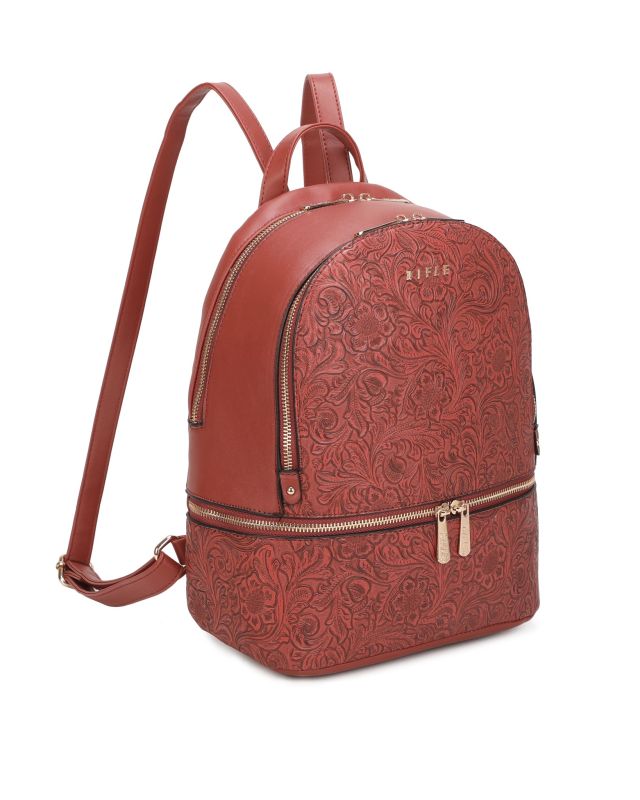 Product: RIFLE - Zaino cuoio con tasca frontale e stampa fiori (1 of 3)