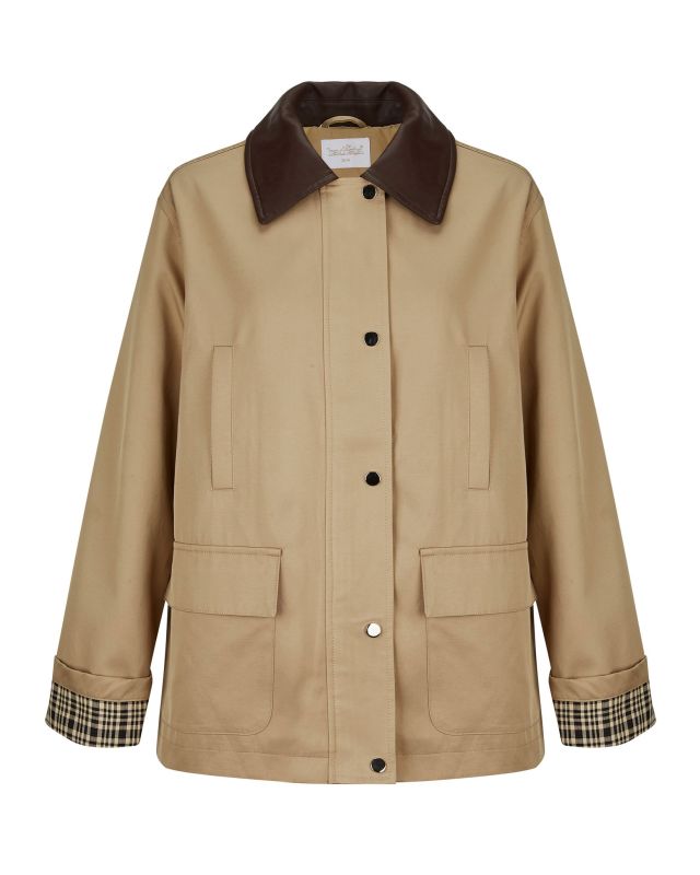 Product: BACHATA - Giacca beige con tasche con colletto a contrasto (1 of 2)