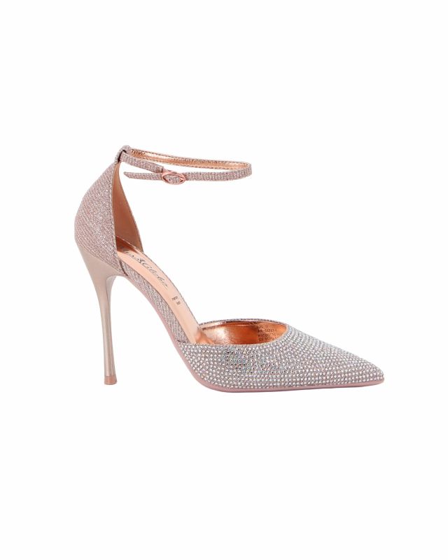 Product: MISS GLOBO - Décolleté rose gold in lurex con sottopiede in memory foam e cinturino alla caviglia, tacco 10,5CM (1 of 5)