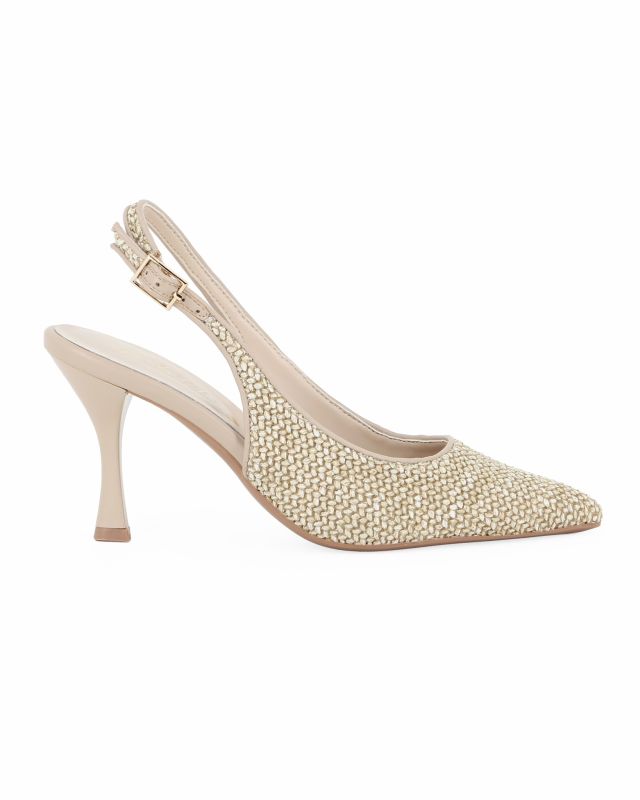 Product: MISS GLOBO - Décolleté slingback beige intrecciata, tacco 8,5CM (1 of 4)
