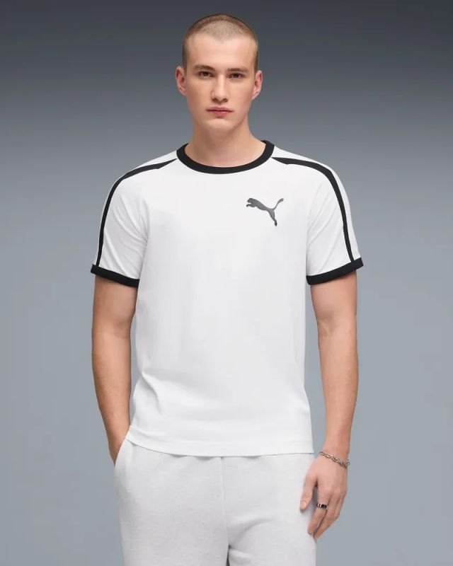 Product: PUMA - T-SHIRT UOMO MEZZA MANICA  BIANCA E NERA E T7 BIG CAT RINGER TEE AL.SNOW, 635242-02 (1 of 5)