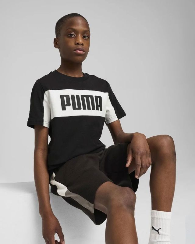 Product: PUMA - T-SHIRT JUNIOR ( 7-16 ANNI) MEZZA MANICA NERA E BIANCA ESSENTIAL BLOCK TEE, 685818-01 (1 of 5)