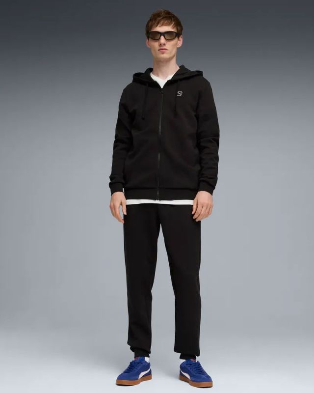 Product: PUMA - TUTA COMPLETA NERA ESSENTIAL ELEVATED DA UOMO FELPA FULL ZIP CON CAPPUCCIO 691771-01 (1 of 5)