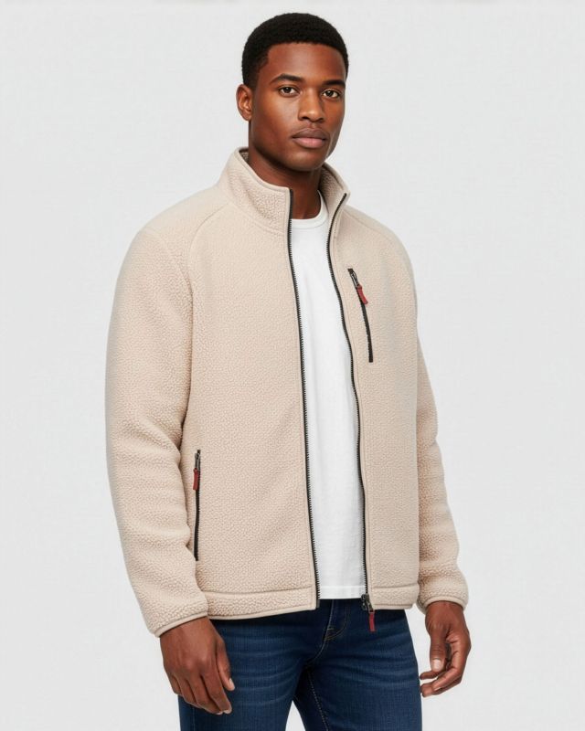 Product: ON SPIRIT - GIACCA IN SHERPA UOMO  BEIGE  FULL ZIP-  BORGHY (1 of 5)