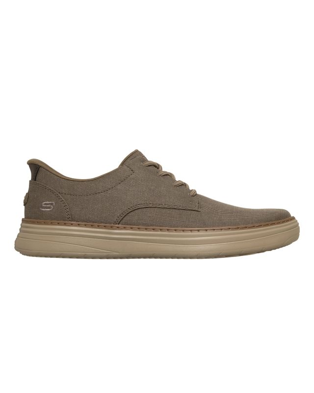 Product: SKECHERS - HYLAND - JUSTINO - Scarpa taupe da uomo con tomaia in tela e lacci elastici fissi (1 of 5)