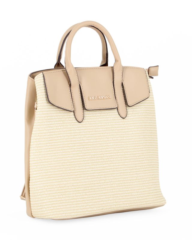 Product: SOLO SOPRANI - Zaino due manici beige con tre scomparti principali (1 of 4)