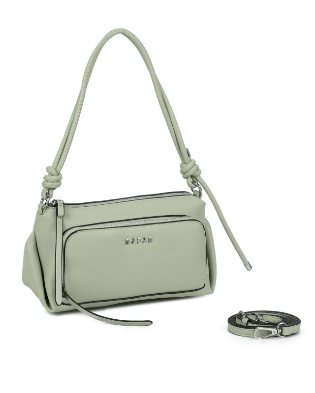 Product: RIFLE - Borsa a spalla verde salvia con tasca frontale e tracolla removibile (1 of 3)