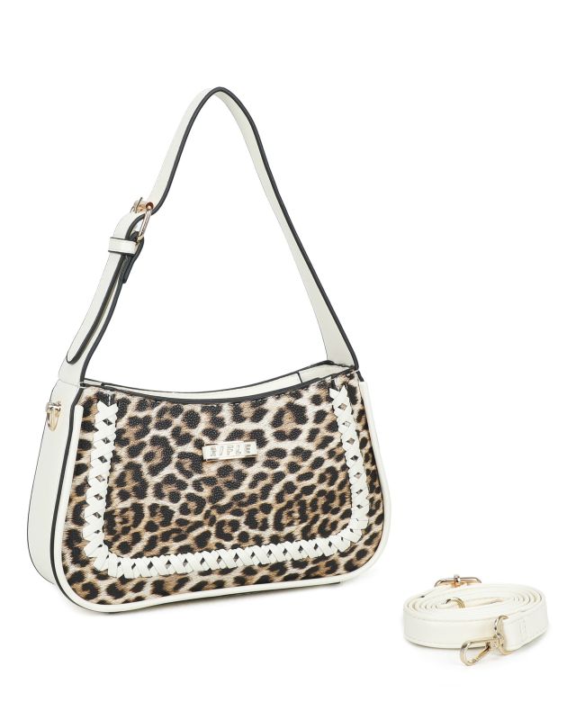 Product: RIFLE - Borsa a spalla maculata con dettaglio intreccio frontale, tracolla removibile (1 of 3)