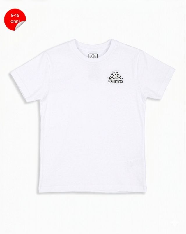 Product: KAPPA -Tshirt manica corta bianca ragazzi 8-16 anni in cotone (1 of 2)