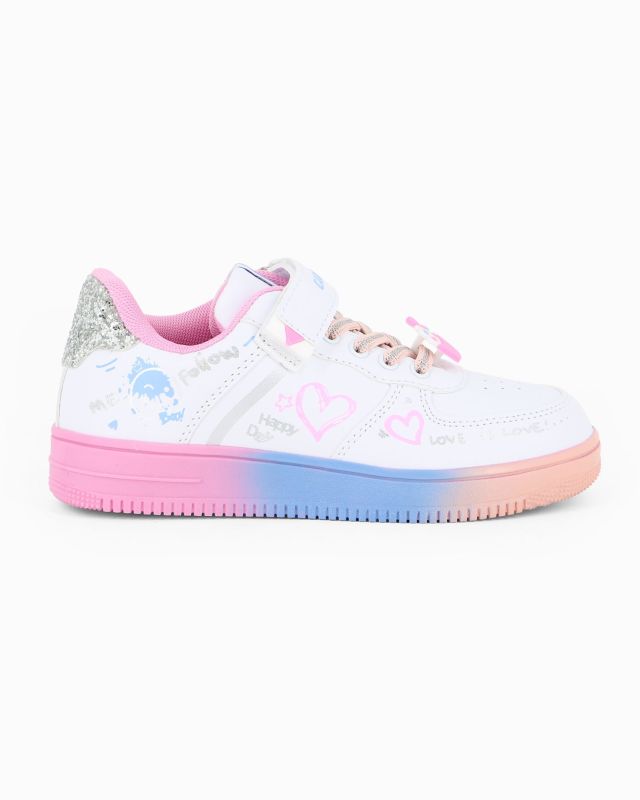 Product: CANGURO - Sneakers bianca con fondo multicolor e strappo, numerata 31/36 (1 of 5)