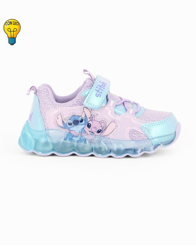 Product: STITCH - Sneakers lilla da bambina con luci e strappo, numerata 25/31 (1 of 5)
