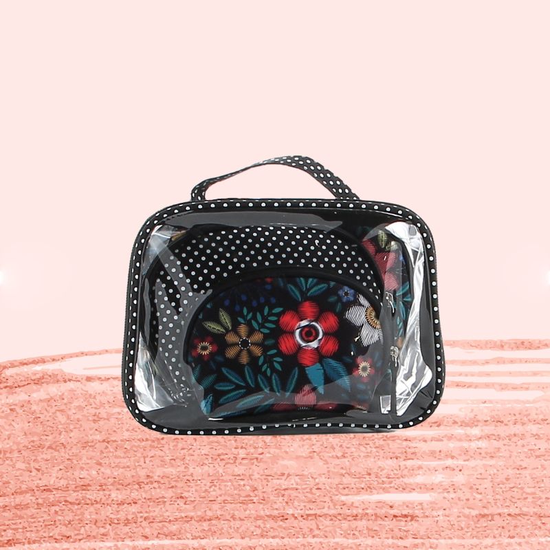 Product: BACHATA- Set 4 trousse fantasia fiori e pois con trousse grande plastificata (1 of 4)