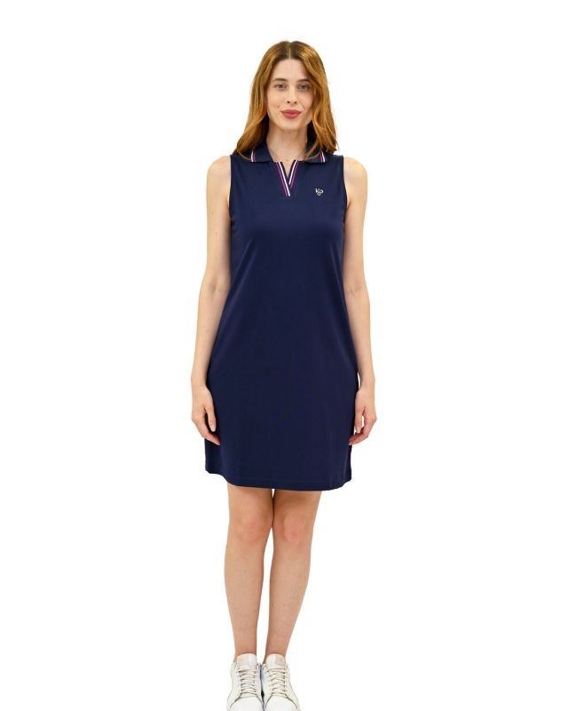 Product: KEY UP -VESTITINO IN PIQUET DONNA BLU CON COLLETTO - 5Q547/1265 (1 of 4)
