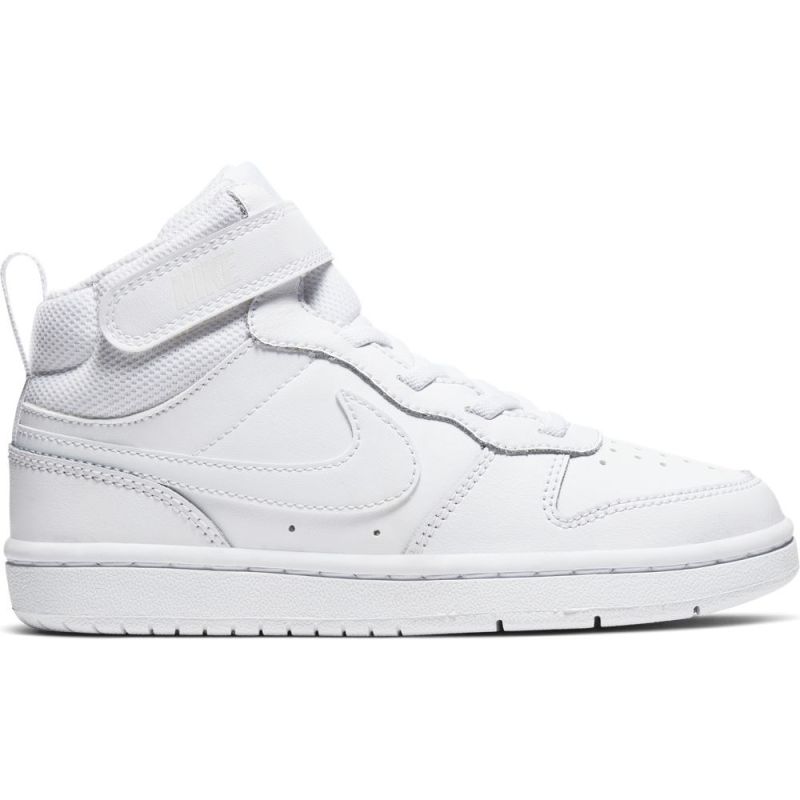 Product: NIKE - Sneaker alta da bambino bianca in VERA PELLE con strappo, numerata 28/35 - COURT BOROUGH MID 2 PS (1 of 5)
