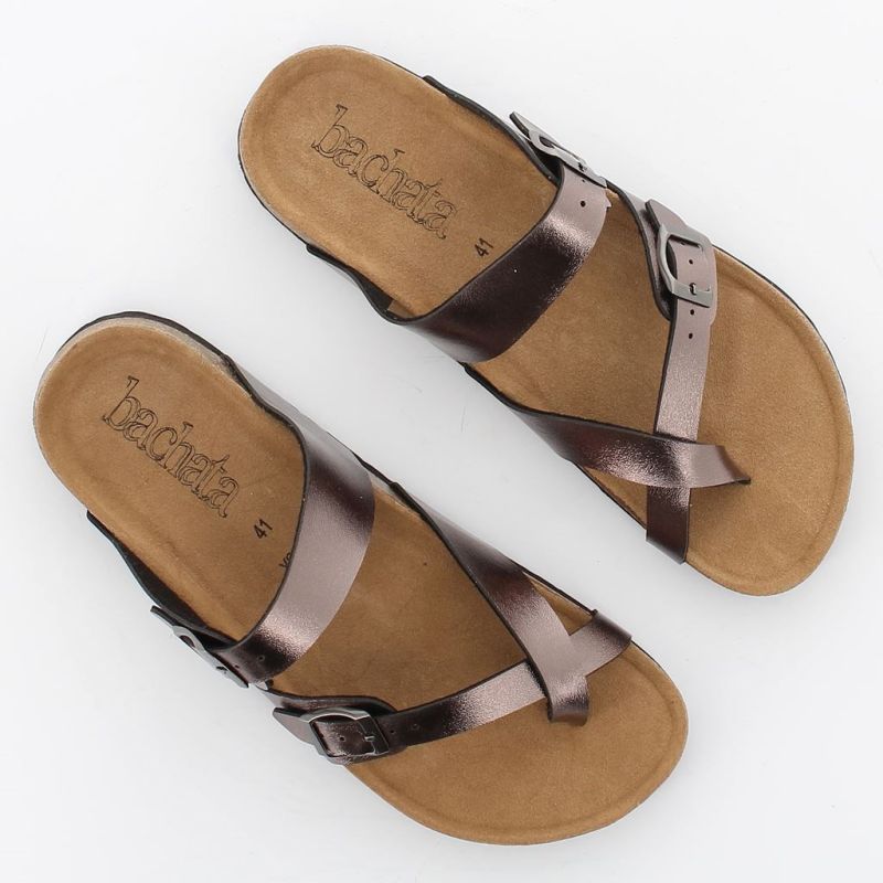 Product: BACHATA - Ciabatta infradito pewter con doppia fibbia e sottopiede in VERA PELLE (1 of 4)