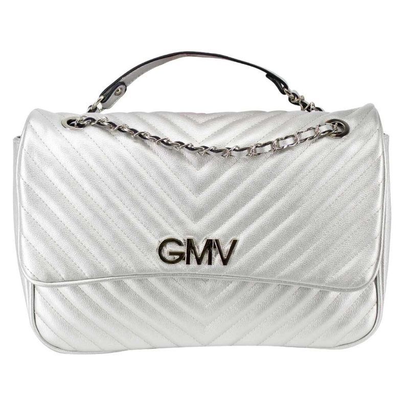 Product: GIANMARCO VENTURI -Tracolla argento trapuntata con logo GMV sulla patta