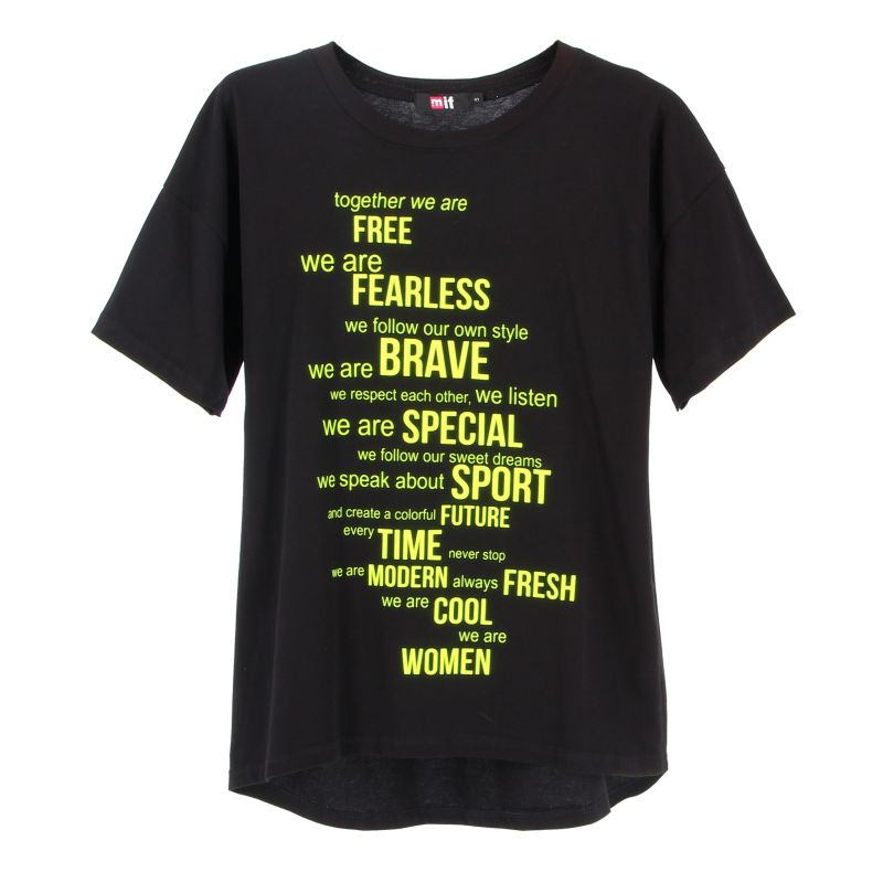 Product: MIF - Maxi tshirt a manica corta nera e gialla in cotone (1 of 2)