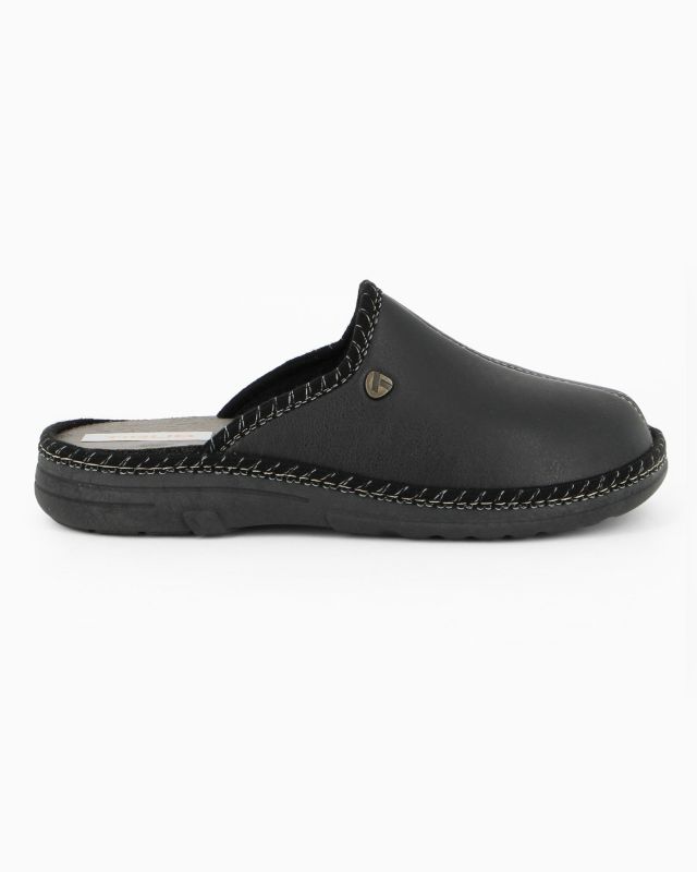 Product: TIGLIO - Pantofola nera da uomo con cuciture a contrasto (1 of 5)