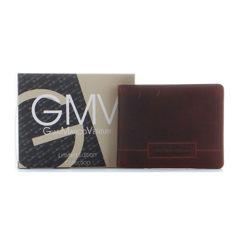 Product: GIANMARCO VENTURI - Portafoglio in VERA PELLE con doppio scomparto banconote e tasca portaspicci (1 of 4)