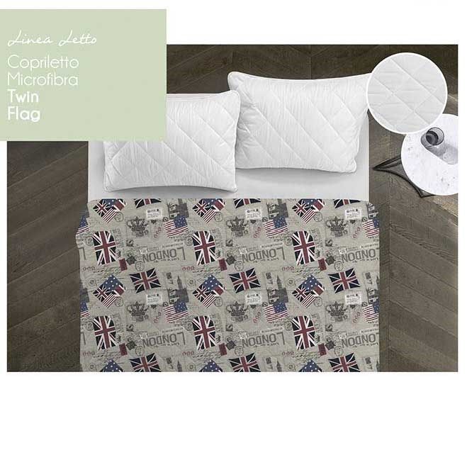 Product: TWIN - MODELLO FLAG Copriletto UNA PIAZZA fantasia bandiere, 170X255CM