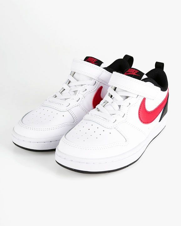 Product: NIKE - Sneakers da bambino in VERA PELLE bianca e nera con dettagli rossi e strappo, numerata 19,5/27 - COURT BOROUGH LOW 2 TD (1 of 4)