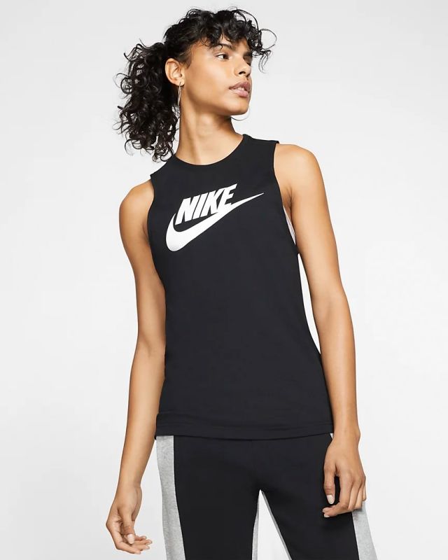 Product: NIKE - Canotta da donna nera in cotone con logo bianco (1 of 4)