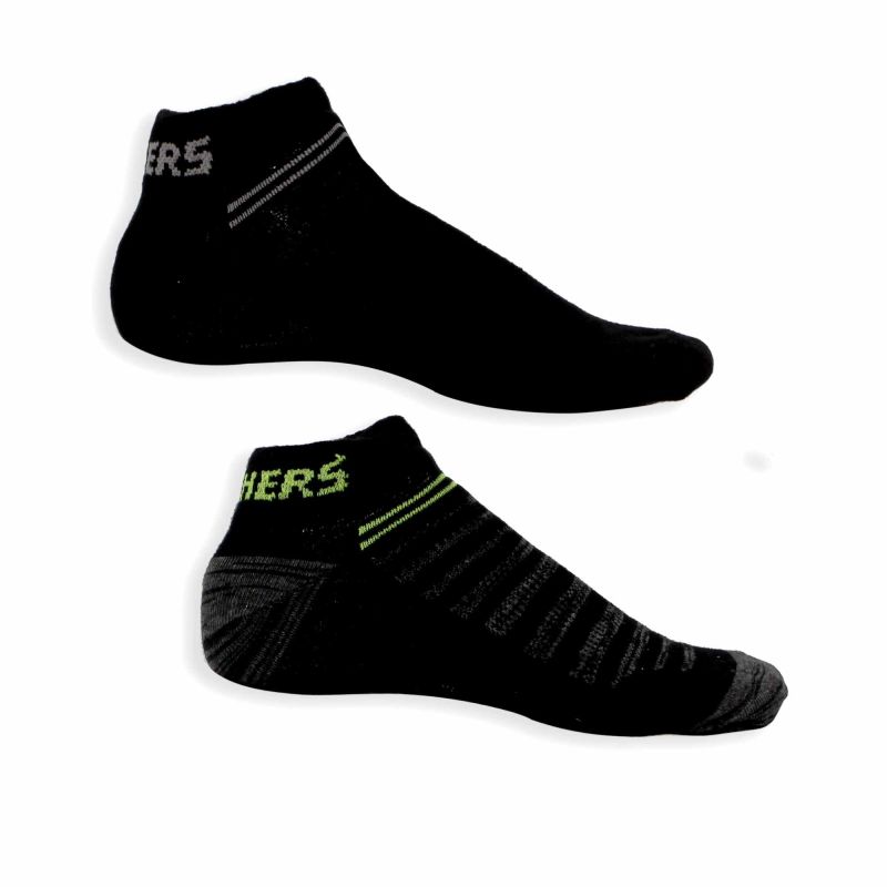 Product: SKECHERS - Calze fantasmino nere, due paia con scritta posteriore a contrasto