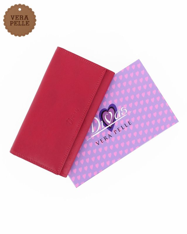 Product: DIVAS- Portafoglio rosso da donna con patta in VERA PELLE (1 of 4)