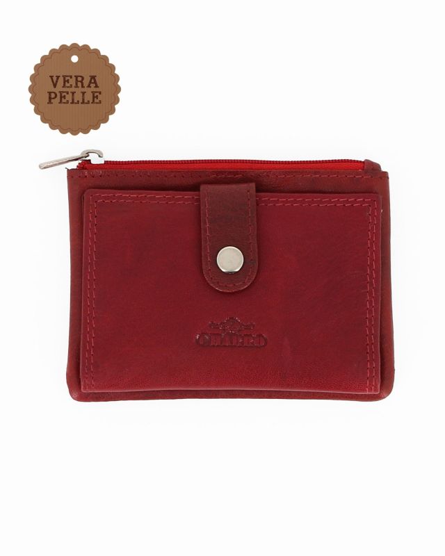 Product: CHARRO - Portacarte rosso in VERA PELLE con ribaltina e tasca portaspicci (1 of 3)