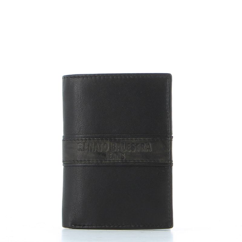 Product: RENATO BALESTRA JEANS - Portafoglio verticale nero in VERA PELLE con ribaltina interna (1 of 4)