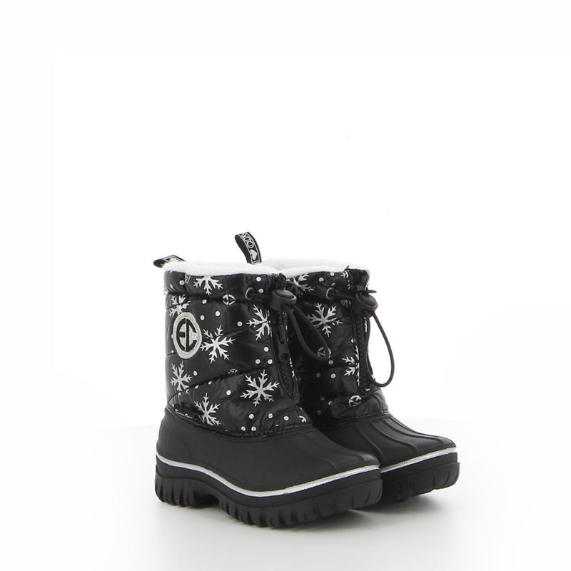 Product: ENRICO COVERI CONTEMPORARY - MOONLOVE GIRL Doposci neri stampa fiocchi di neve con coulisse e pelliccetta interna (1 of 4)