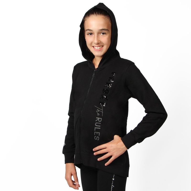 Product: AMERICAN RAP - FELPA NERO FULL ZIP CON CAPPUCCIO (1 of 2)