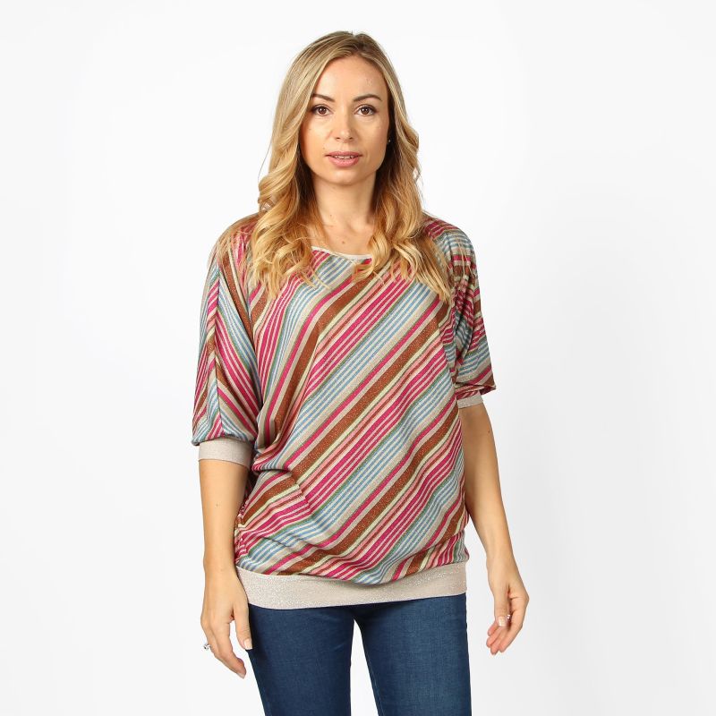 Product: BACHATA - MAGLIA RIGHE MULTICOLOR MANICA 3/4 RIGHE (1 of 3)