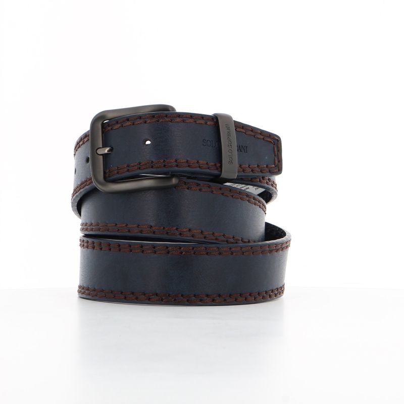Product: SOLO SOPRANI - Cinta blu da uomo con fodera in VERA PELLE