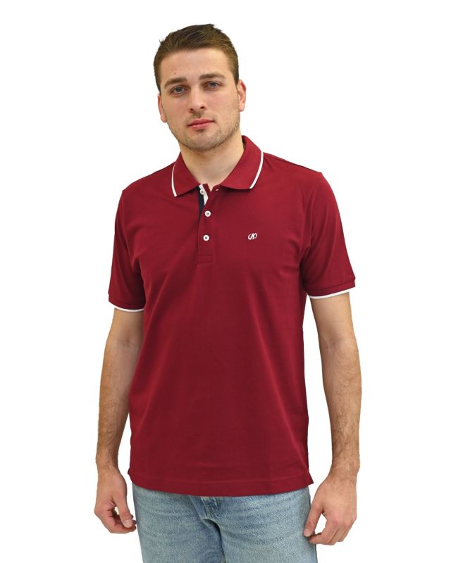 Product: KEY UP - POLO MEZZA MANICA UOMO IN PIQUET BORDEAUX  CON RIGHINO BIANCO - 2Q711/2149 (1 of 5)