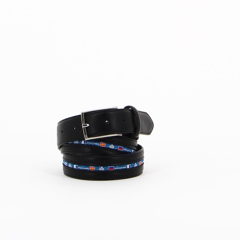 Product: ARMATA DI MARE - Cinta uomo nera e azzurra in VERA PELLE