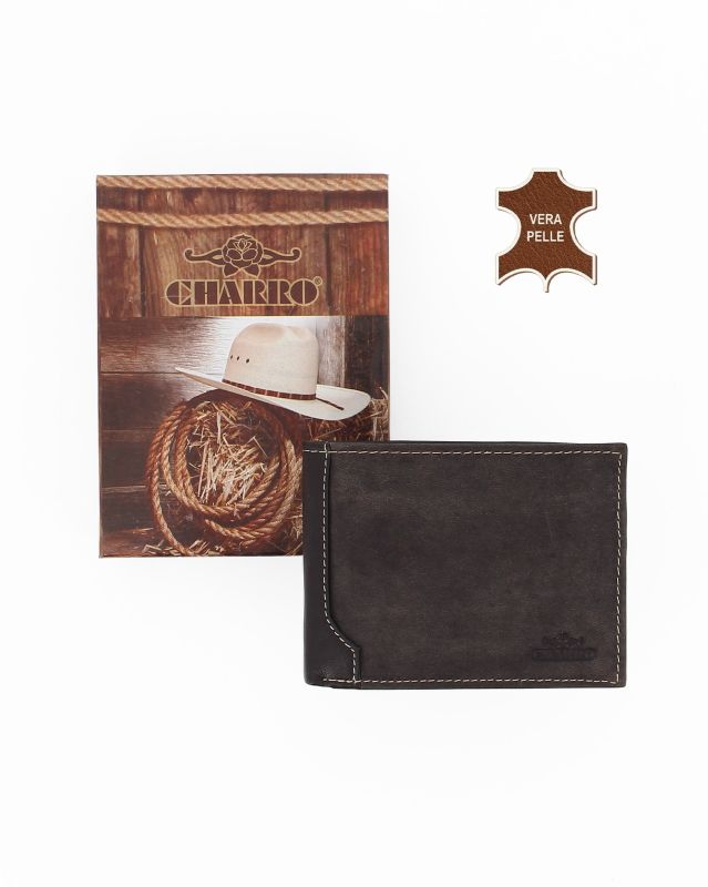 Product: CHARRO - Portafoglio marrone da uomo con ribaltina, in VERA PELLE (1 of 4)