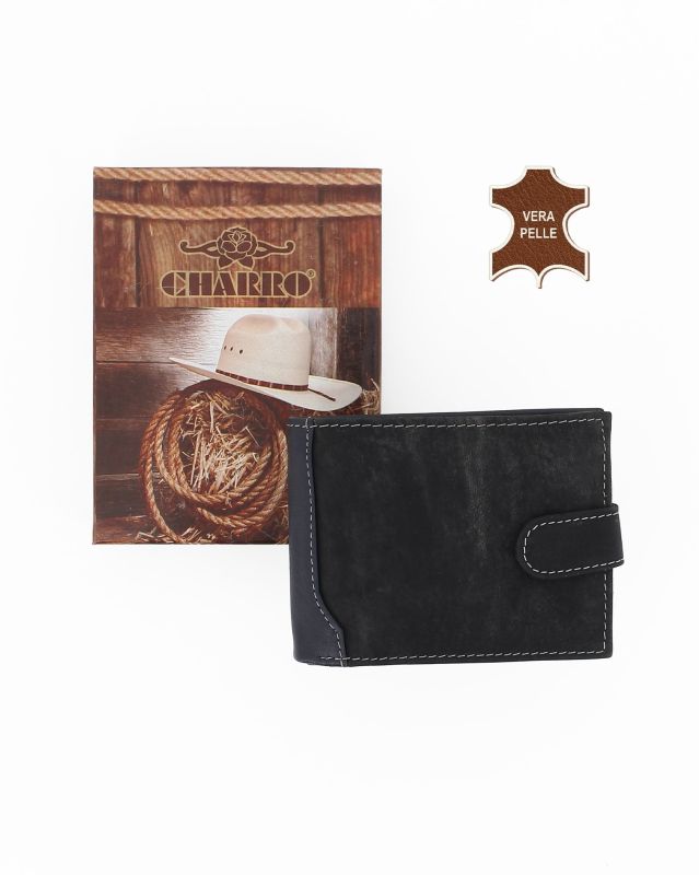 Product: CHARRO - Portafoglio blu da uomo con ribaltina, in VERA PELLE (1 of 4)