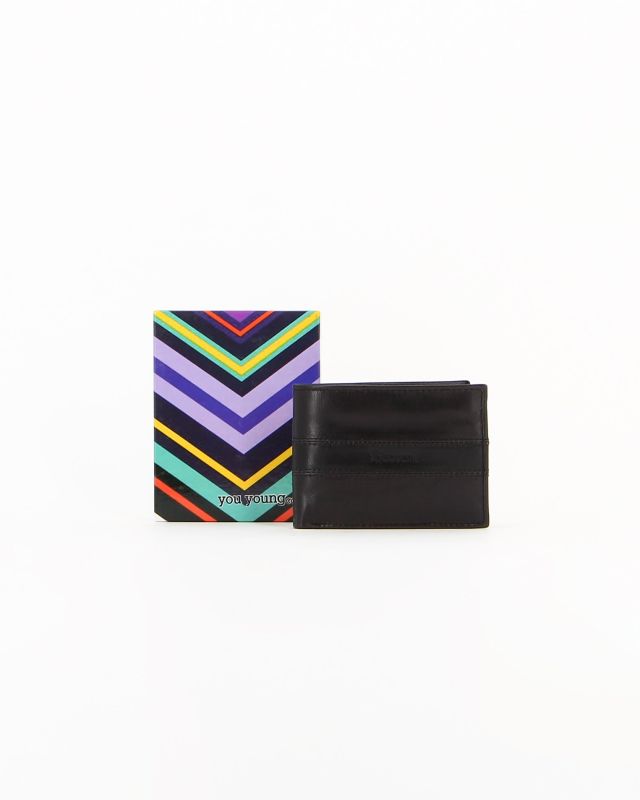 Product: Portafoglio uomo nero in VERA PELLE, con ribaltina, porta carte e portamonete - you young Coveri (1 of 4)