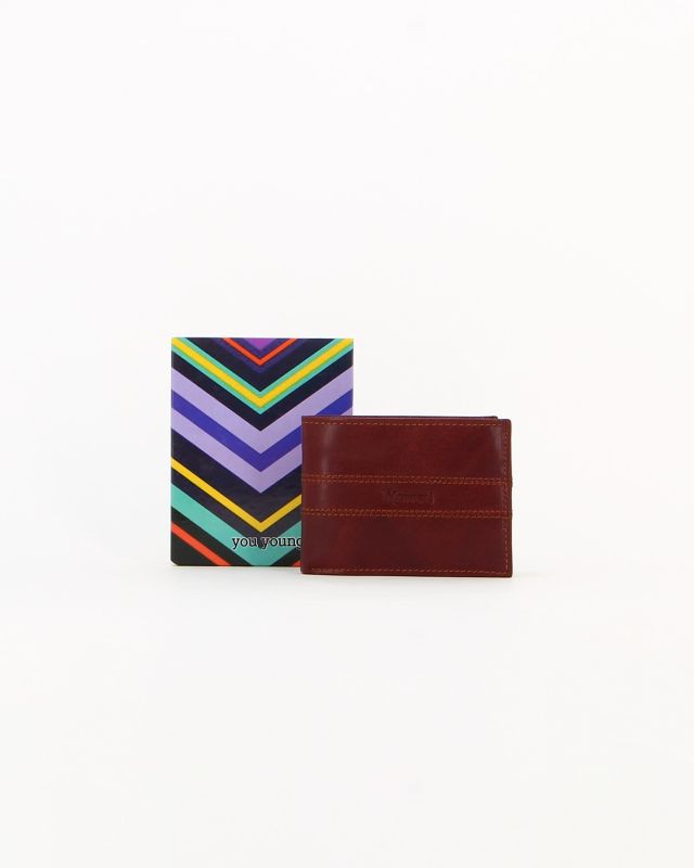 Product: Portafoglio uomo cognac in VERA PELLE, con ribaltina, porta carte e portamonete - you young Coveri (1 of 4)