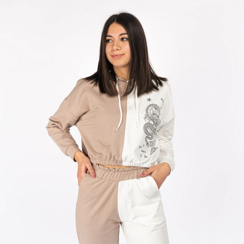 Product: MY JEWELS - DONNA FELPA BICOLORE CON STAMPA DRAGO (1 of 4)