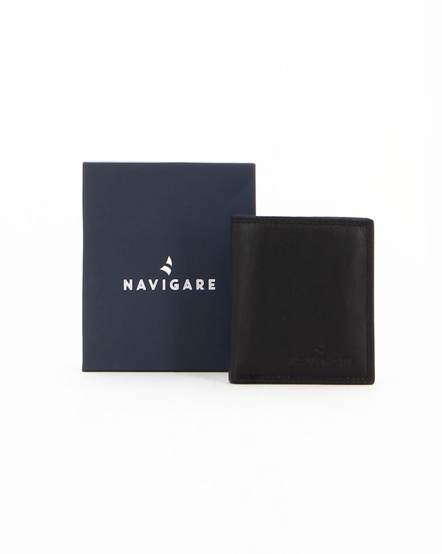 Product: Portafoglio uomo nero  in VERA PELLE, con doppio scomparto banconote, porta carte di credito e portaspicci esterno - Navigare (1 of 4)