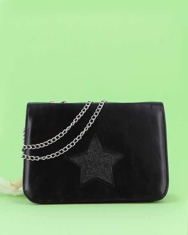 Product: ANNES NICOLE - Pochette nera con stella glitterata sulla patta, MADE IN ITALY (1 of 20)