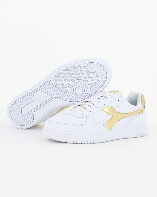 Product: DIADORA RAPTOR LOW METALIC SATIN WN - Sneakers bianca con dettagli oro e lacci (1 of 6)