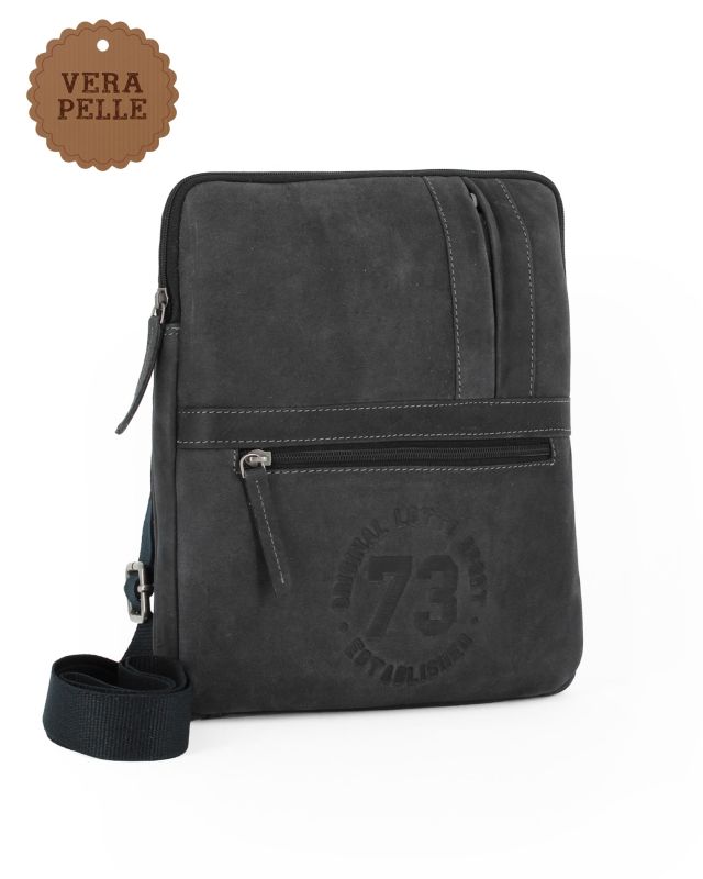 Product: LOTTO - Borsello nero in VERA PELLE con doppia tasca frontale (1 of 12)