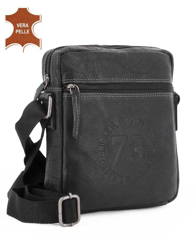 Product: LOTTO - Borsello nero in VERA PELLE con tasca frontale (1 of 15)