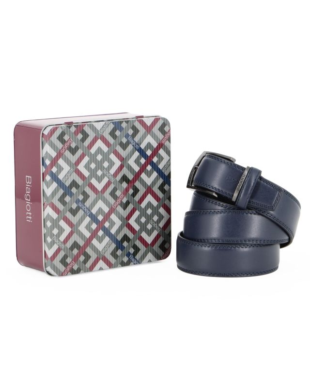 Product: BIAGIOTTI - Cinta blu con fodera in VERA PELLE e box regalo (1 of 5)