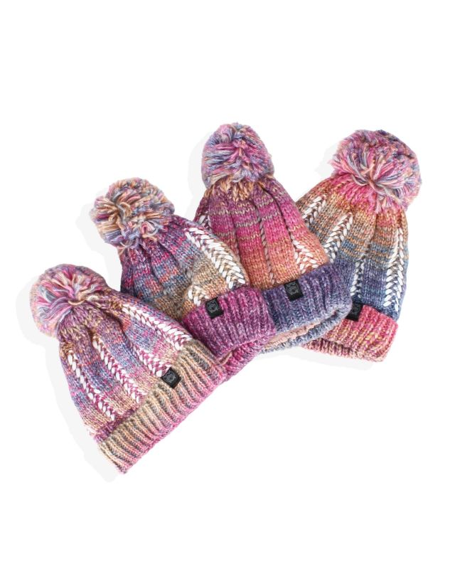 Product: WAMPUM - Cappello multicolor a maglia con pon pon e interno rifinito in pile (1 of 5)