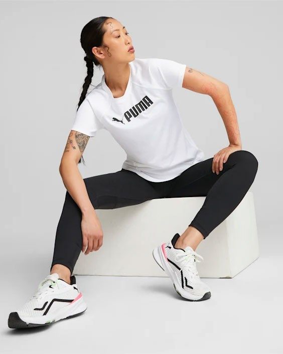 Product: PUMA - T-shirt da donna girocollo bianca con logo nero (1 of 4)